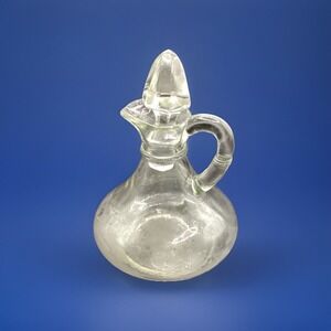 Cruet Vintage Glass Vinegar Oil w/ Glass Stopper 5.5" Tall Kitchenware‎ Decor